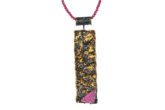 Cobalto Calcite Druzy Pendant On Reticulated Silver
