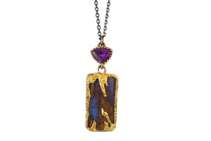 Galaxy Opal and Umbalite Garnet Pendant