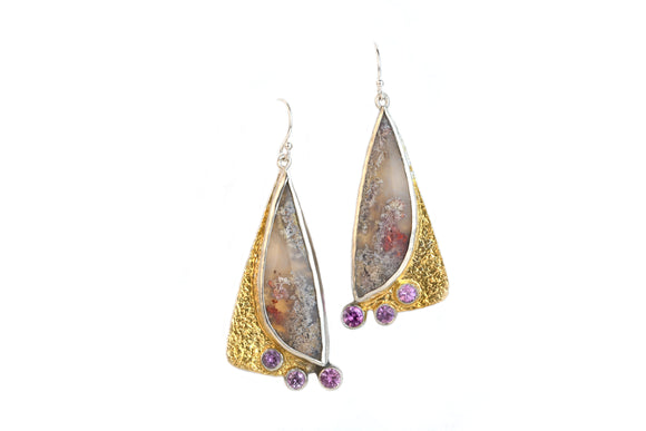 Sapphire and Garden Quartz Earrings