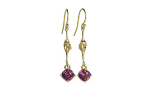 Mahenge Garnet and Gold Nugget Earrings
