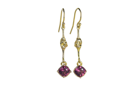 Mahenge Garnet and Gold Nugget Earrings