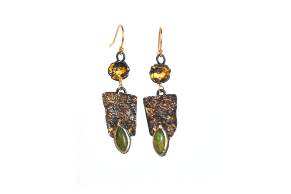Ethiopian Opal Earrings in Reticulation