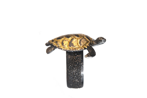 Sea Turtle on Dusted Silver Band with Gold Accents