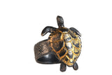 Sea Turtle on Dusted Silver Band with Gold Accents