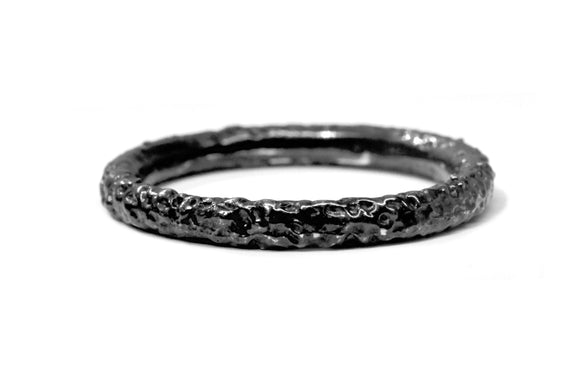 Textured, Black Rhodium Stacking Ring