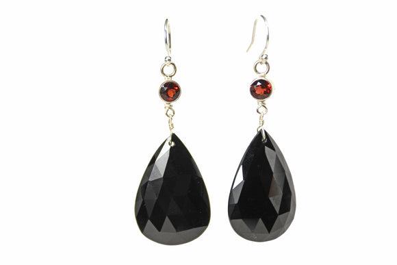 Black Spinel and Garnet Earrings