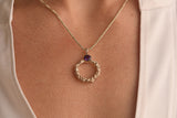 Sterling Silver Bubble Hoop Pendant With Amethyst
