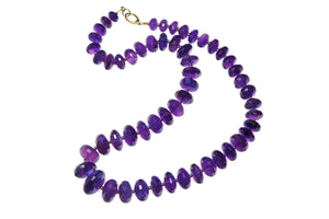 Large Amethyst Rondelle and 14k Gold Necklace