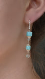 Peruvian Opal and Blue Topaz Earrings