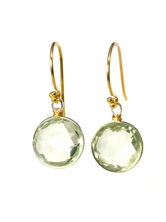 Prasiolite Earrings with Gold Accents