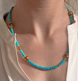 Stunning Turquoise Rondelles With Copper Fresh Water Pearls