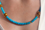 Stunning Turquoise Rondelles With Copper Fresh Water Pearls