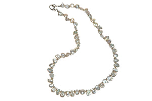 Keishi Pearl Necklace with Silver Daisy Beads