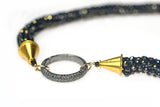 Woven Titanium Coated Spinel With Pave Diamond Clasp
