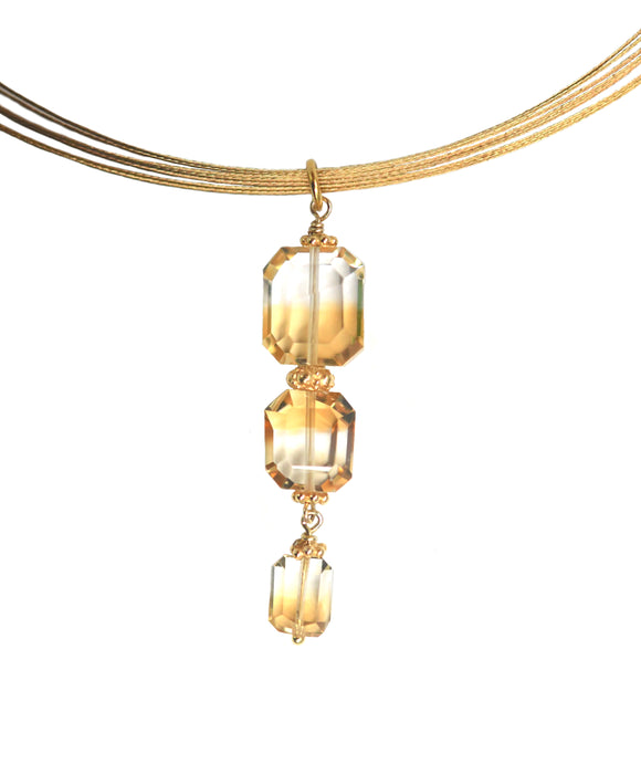 Bi-Color Citrine Drop On Neck Wire