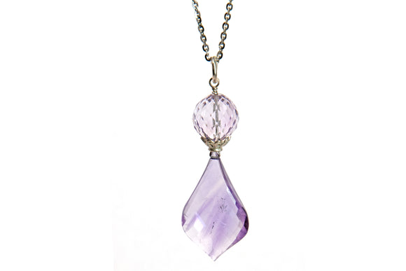 Pink And Pale Purple Amethyst Pendant In Sterling Silver